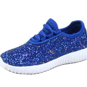 Blue glitter sneakers with white